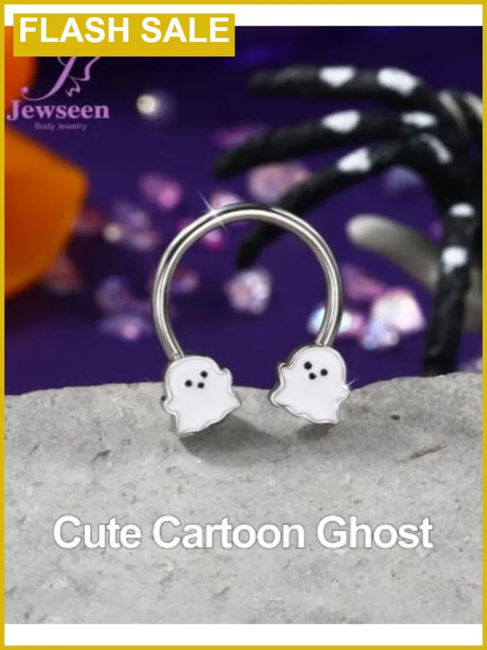 16g Stainless Steel Skull Spider Septum Daith Cartilage Earring